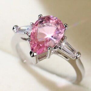 "Pear Cut Cubic Zirconia 925 Silver Beautiful Ring for Women, FB16FA1035